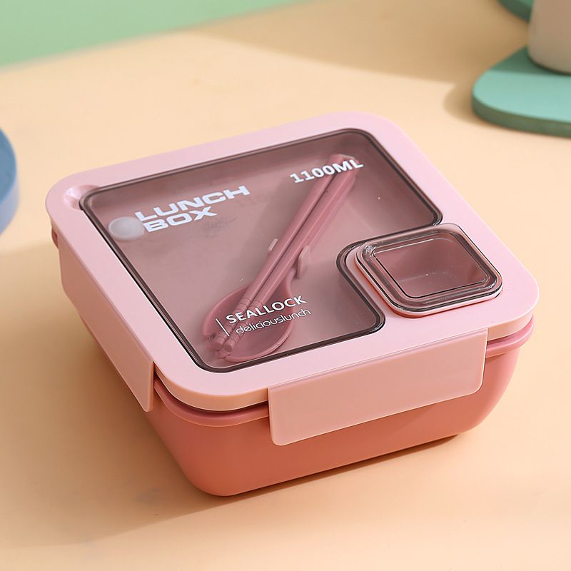 Handheld Compartmentalized Lunch Box Microwave Heat Student Lunch Box Office Worker Simple Light Food Lunch Box Kitchen Dining Storage Travel To-Go Food Containers