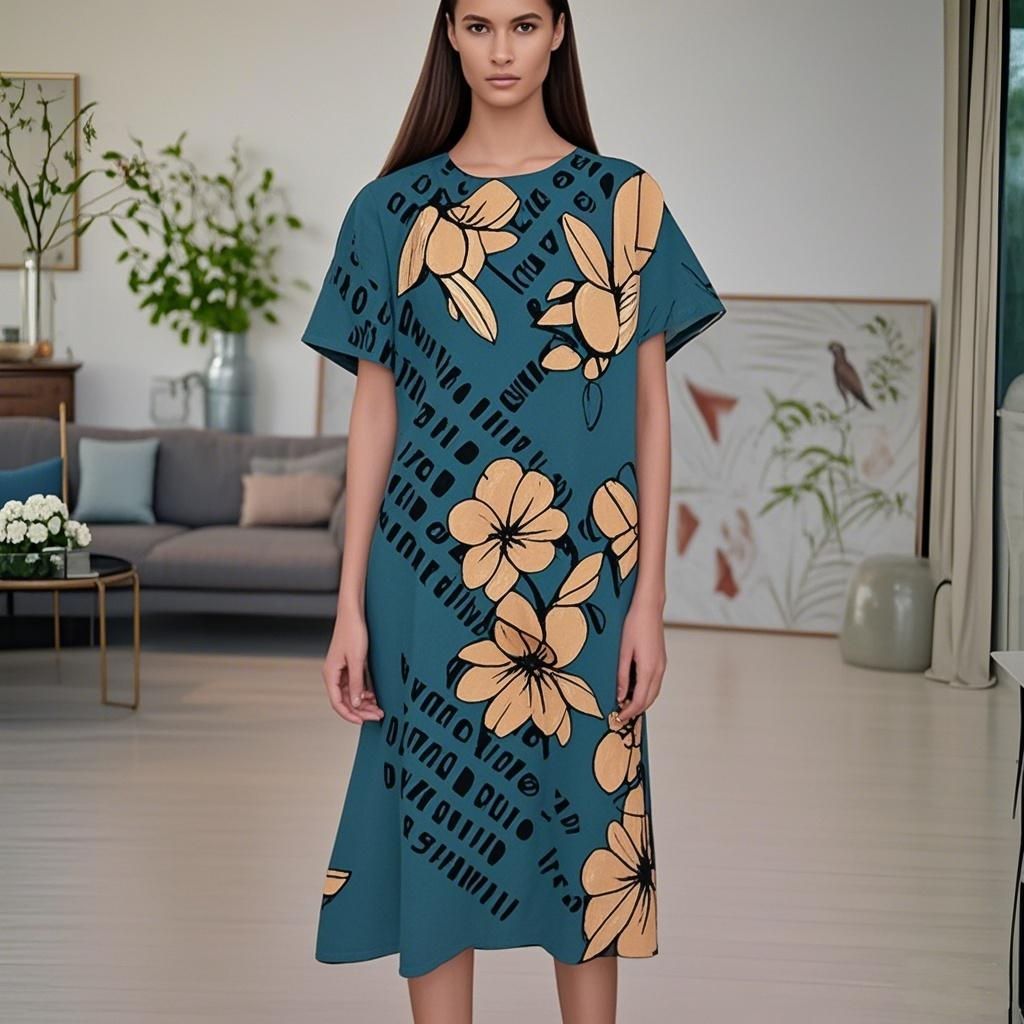 92% Silk Women Dress- Custom Digital Printing Women Dress
