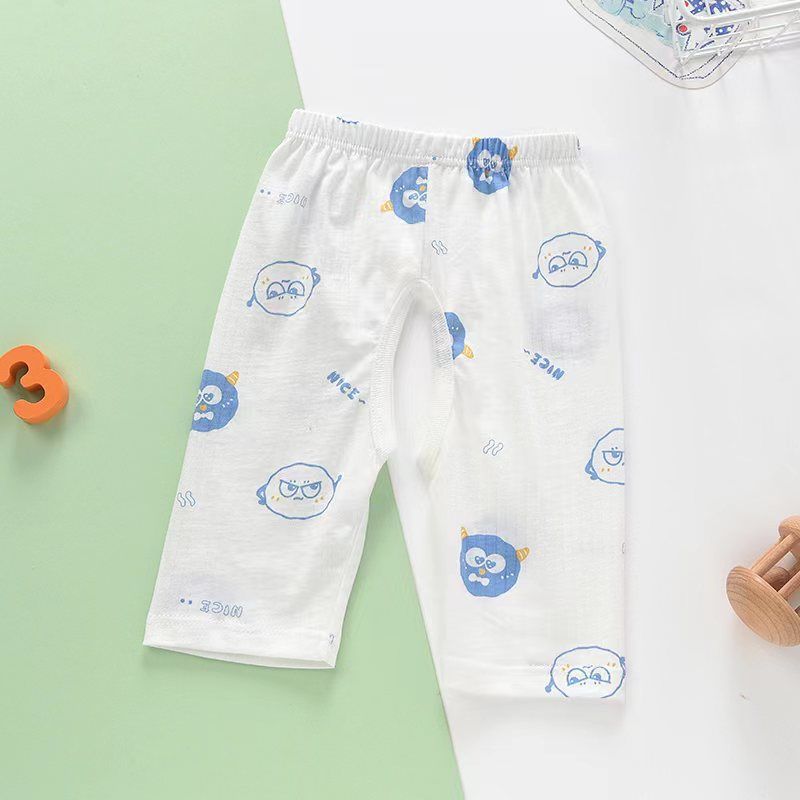 Baby Summer Open-Crotch Pants, Cute Printed Cotton 3/4 Pants, Breathable Casual Trousers for Toddler Infants, Sizes 73-110cm, Single Pack, Soft Baby Pants for Boys Girls
3
