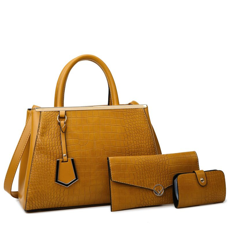 CLella Women's Bag Stone Pattern Splicing Handbag Three-piece Set Mother Bag European and American Shoulder Bag