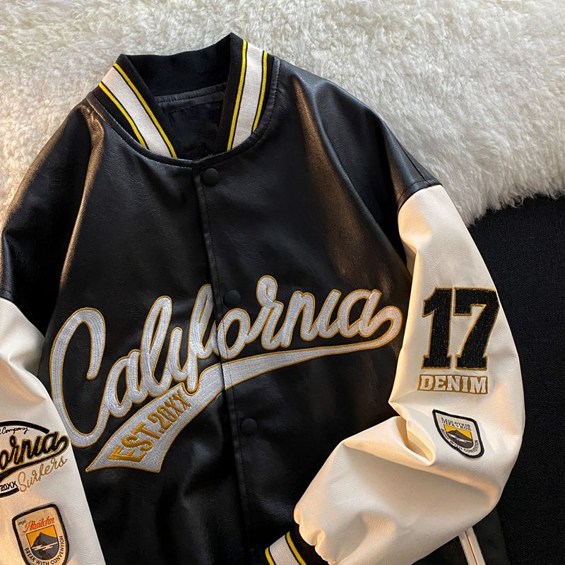 Men's Spring and Autumn New Casual Baseball Jacket Embroidery Stitching Contrast Top