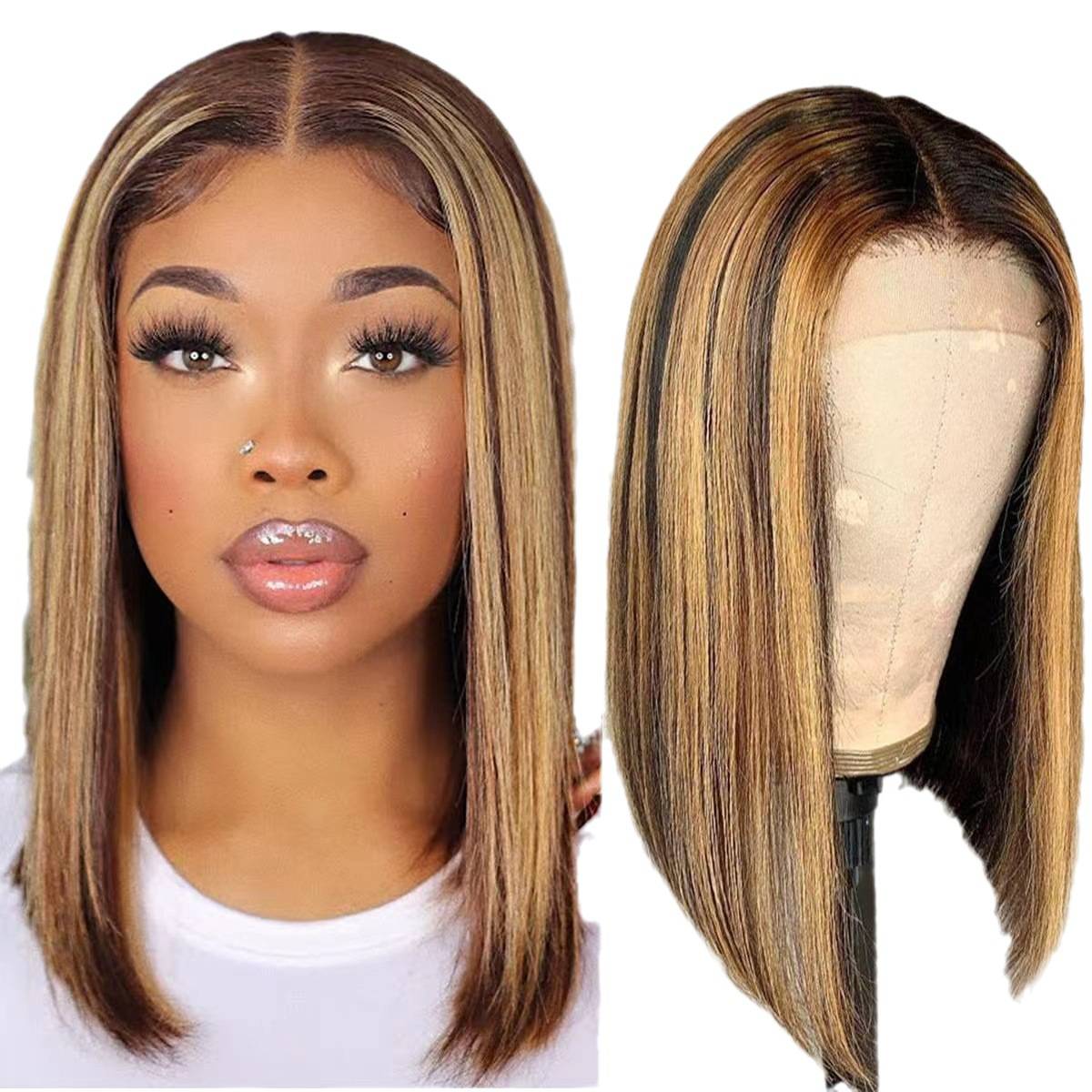 Cheap Raw Brazilian Virgin Hair Ombre 4/27 Highlight Short Bob Wig For Black Women Hd Lace Frontal Wig Human Hair Lace Front Wig