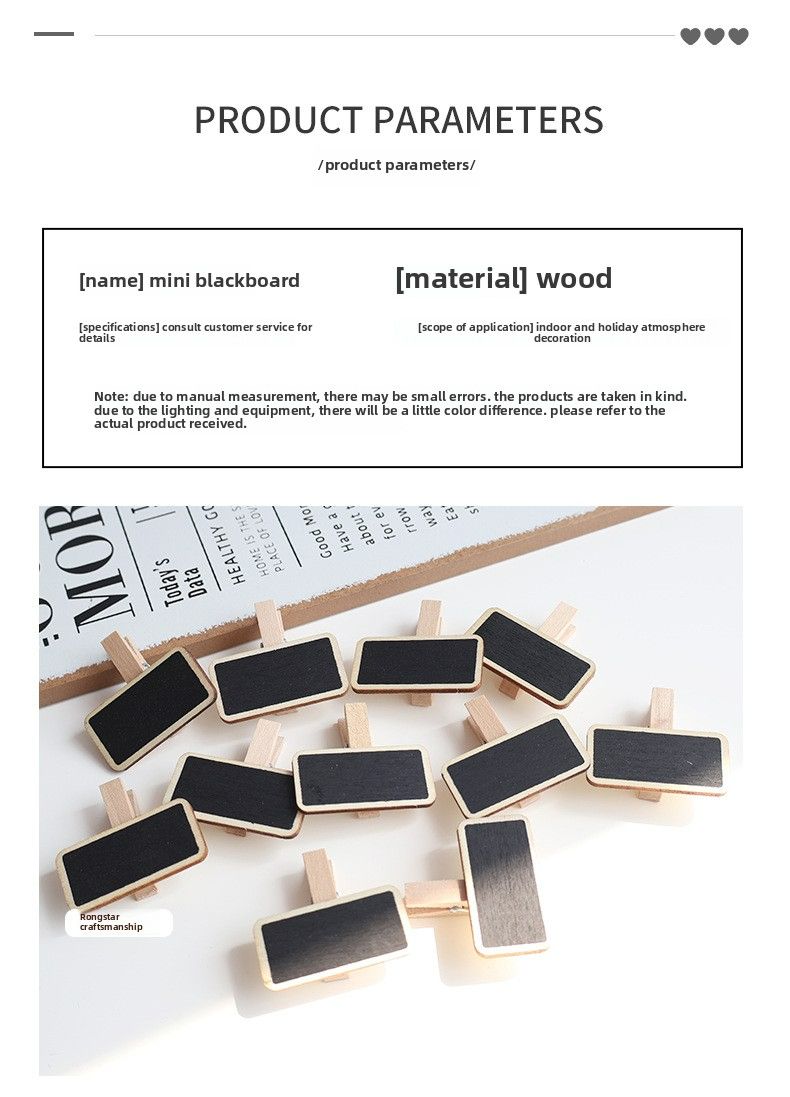 Mini chalkboard clip wooden display price tag sticky note clip mini photo clip small chalkboard