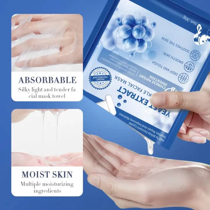 BIOAOUA Vitamin B5 Hyaluronic Acid, Yeast Extract Anti-Wrinkle & Soothing Repair facial mask 30g Moisturizing Skin Care Products