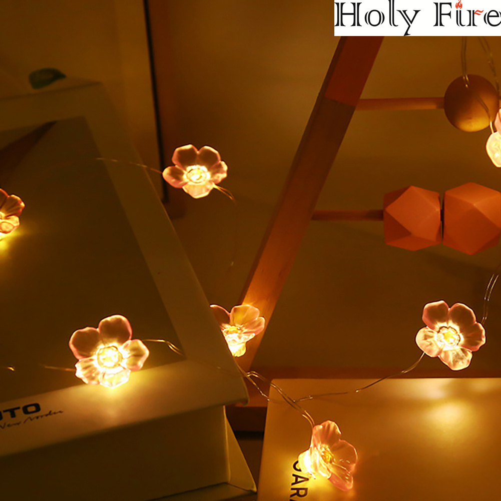 Holy Fire 20Leds 2m LED Lights Pink Cherry Blossom String Lights Christmas Holiday Party Decor Led Light Garland Sakura Hanging Light String