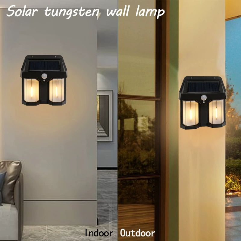 AUNONT LED Solar Outdoor Waterproof Wall Lamp Human Body Sensor Automatically Lighting at Dark PIR Motion Garden Wall Light Porch Lights Solar Wall Lights Outdoor Waterproof Motion Sensor Wireless Front Door Solar Garden Light