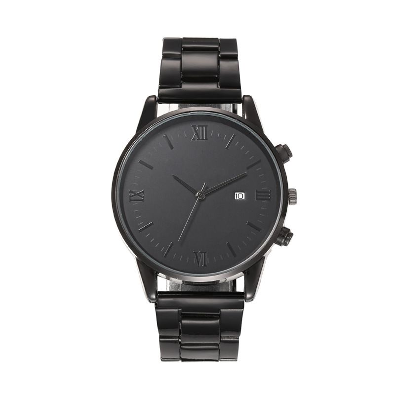 New men's fashionable and versatile casual watch with calendar, iron strap, quartz watch, business watch
