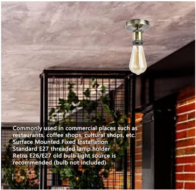 Retro industrial ceiling lamp holder E27 screw ceramic lamp holder bar project surface mounted bulb base lamp accessories,E26 E27 Light Socket 100-240V Vintage Ceiling Light Wall Lamp Bulb Holder Socket for Home Office Lighting and Decoration(Bronze)