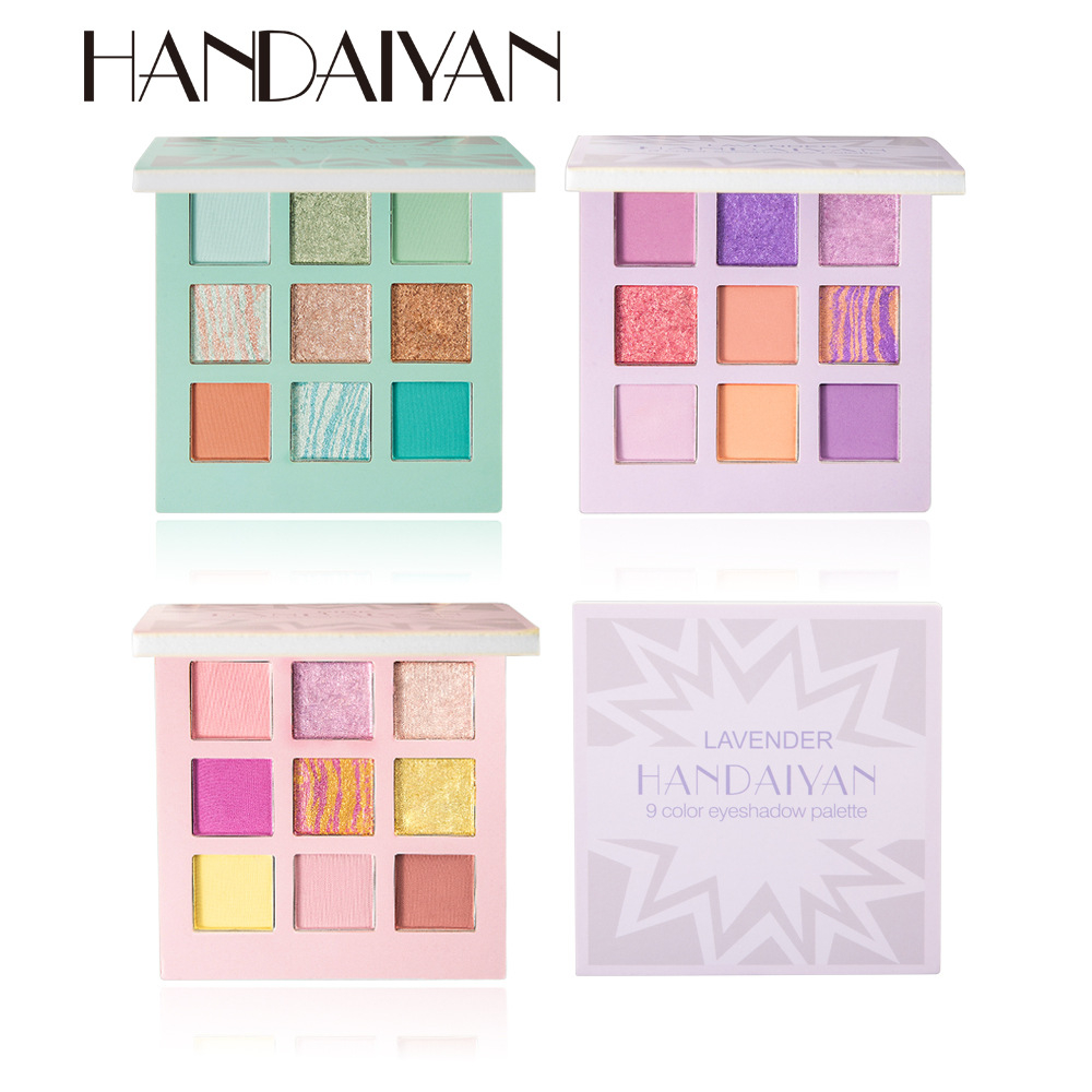 H2027-PINK HANDAIYAN 9 Color Matte Eyeshadow Palette Pearlescent Shimmer Glitter Eye Powder Cosmetic Colorful Pigmented Makeup