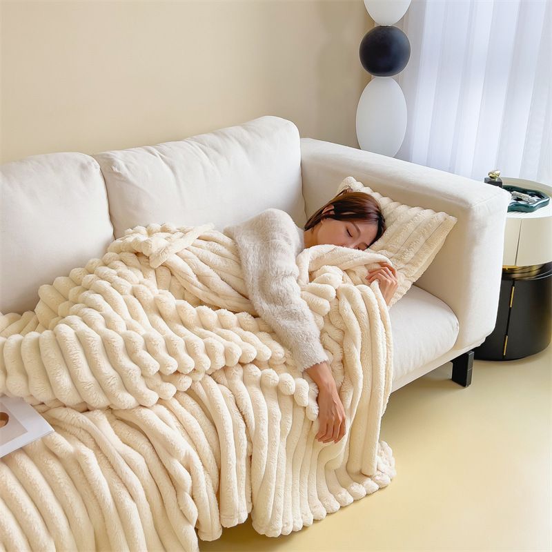 White Throw Blanket for Couch - GentleSoft Cozy Soft Blankets for Women, Cute Small Rabbit Fur Fabric Throws for Girls, Off White, 150*200cm