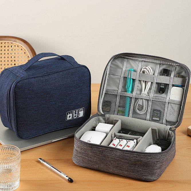 Large Capacity Digital Storage Bag Portable Waterproof Shockproof Multifunctional Organizer Bag for Data Cable Charger Electronic Accessories Pouch
