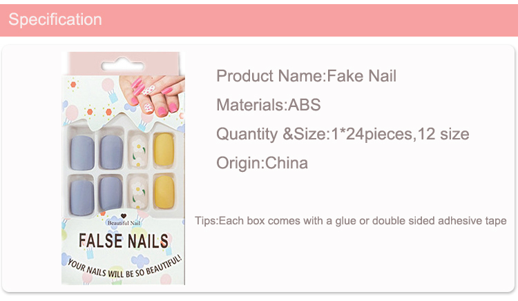 Women Gift wear Nails Blue Fire Print Wearable Nails Fake Nail 
