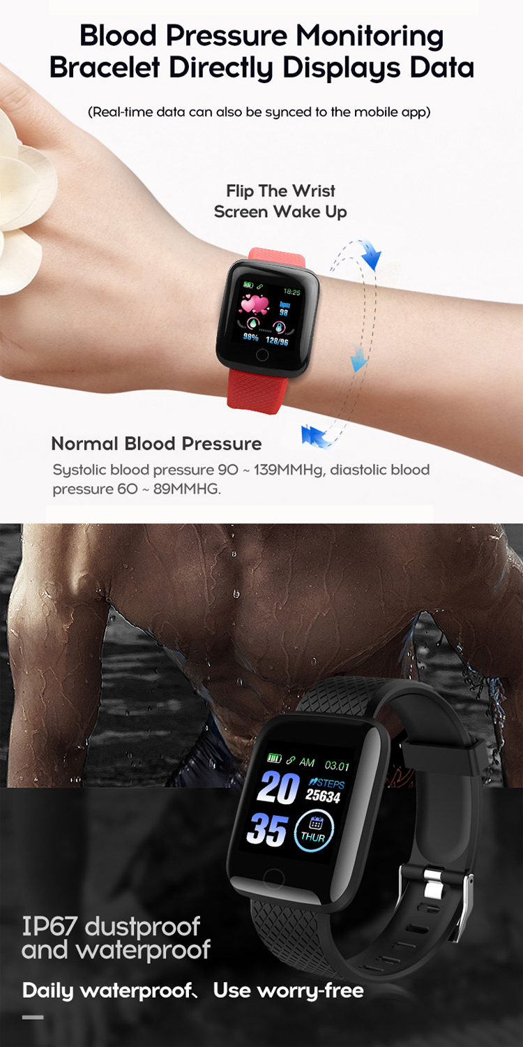 116 PLUS Sport Fitness Pedometer Color Screen Smart Bracelet Wristband Walk Step Counters Smart Band Men Women D13 Sport Watches