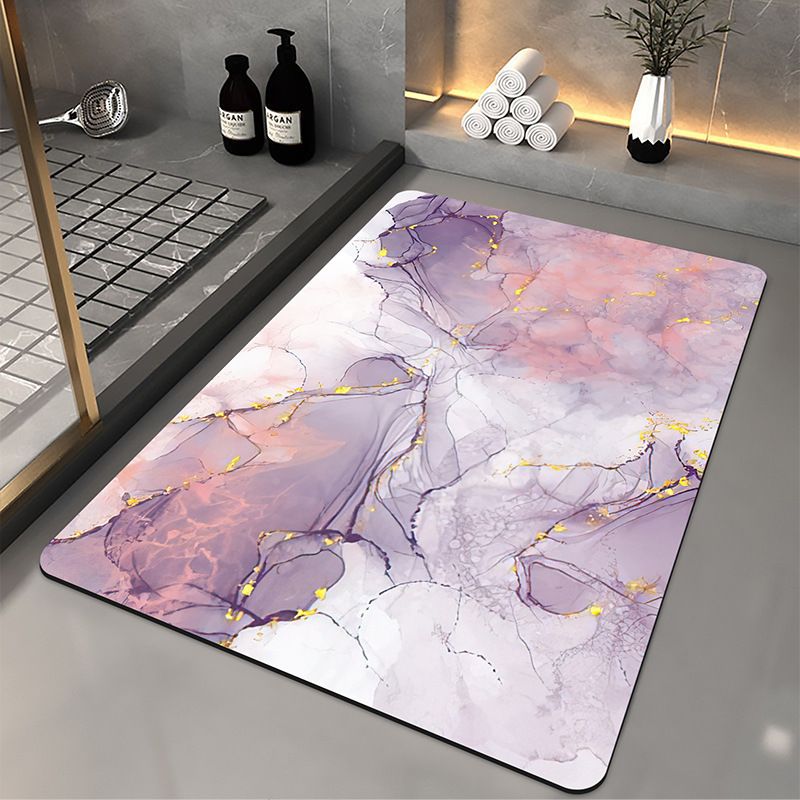 Marble Non-Slip Bathroom Mat Rugs Extra Absorbent Machine Wash Stone Dry Fast Solid Super Absorbent Bath Mat