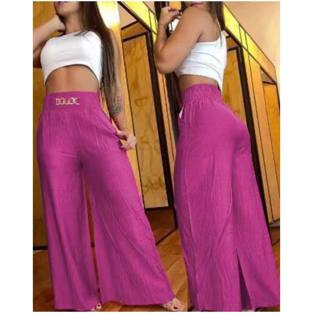 Solid color wide-legged high-waisted pants loose and slim bell bottoms