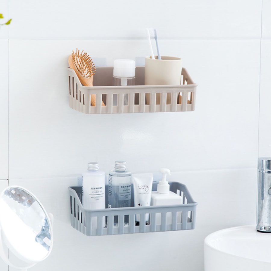 Non-Marking Plastic Wall-Mounted Storage Basket, Toilet Storage Rack,Kitchen Storage Rack,Kitchen Organizer No-hole bathroom shelves kitchen plastic wall mounted toilet restroom organizer corner shelf 19.5cm*12cm*7.5cm