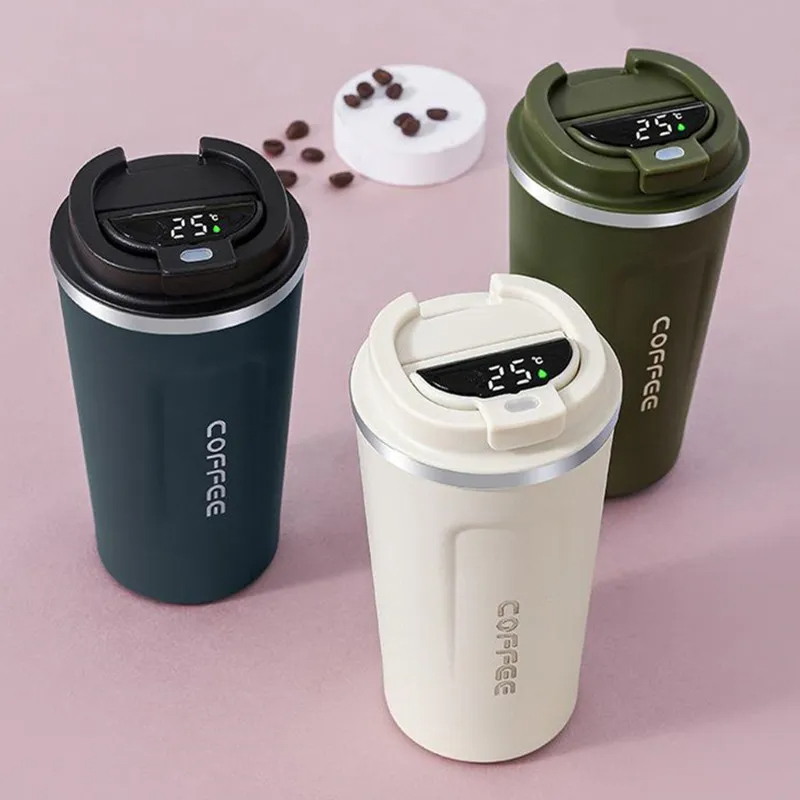 500ml Thermos Coffee Mug Stainless Steel Coffee Cup Temperature Display Vacuum Flask Thermal Tumbler Insulated Cup Water Bottle

