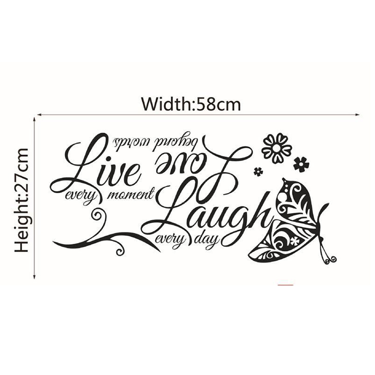 Live Laugh Love Wall Decal Inspirational Positive Energy Quotes Wall Stickers Removable Peel and Stick Vinyl Wall Decor Art for Living Room Bedroom Office Classroom Apartment Decoration