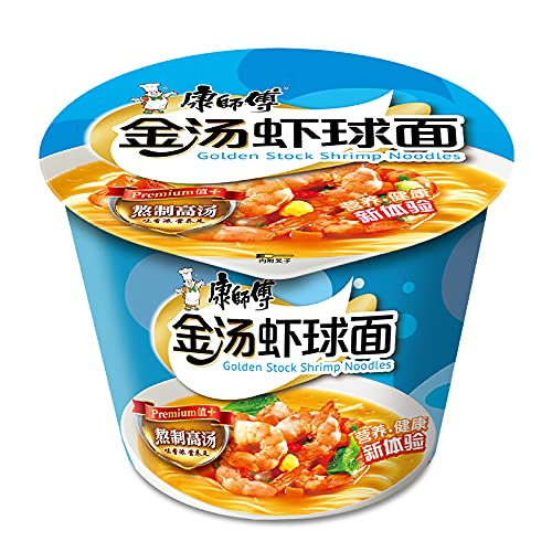 Master Kong instant noodles, boiled broth, golden soup, shrimp ball noodles, 12 barrels