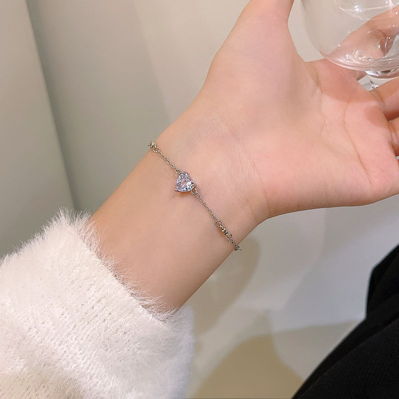 A54 Women's Simple Diamond Love Heart Bracelet Jewelry Gift