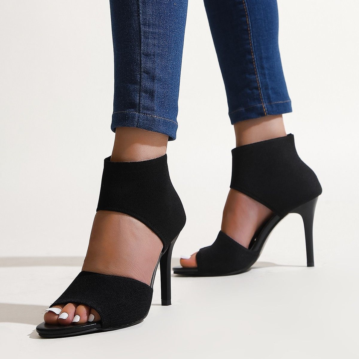 Europe and the United States plus size sexy leopard print high heel stiletto sandals female D900