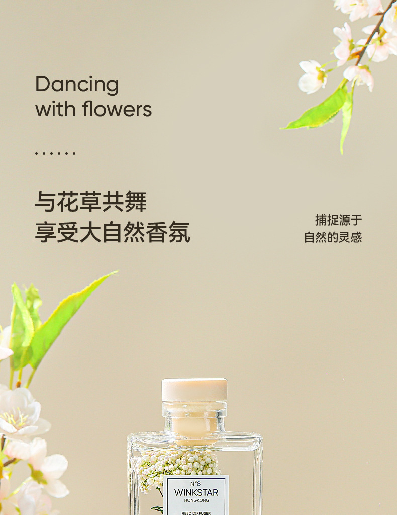 56235 150ML Empty Aromatherapy Bottles Home Fragrance Glass Bottles without Essential Oil and Rattan Sticks for Home Decor
