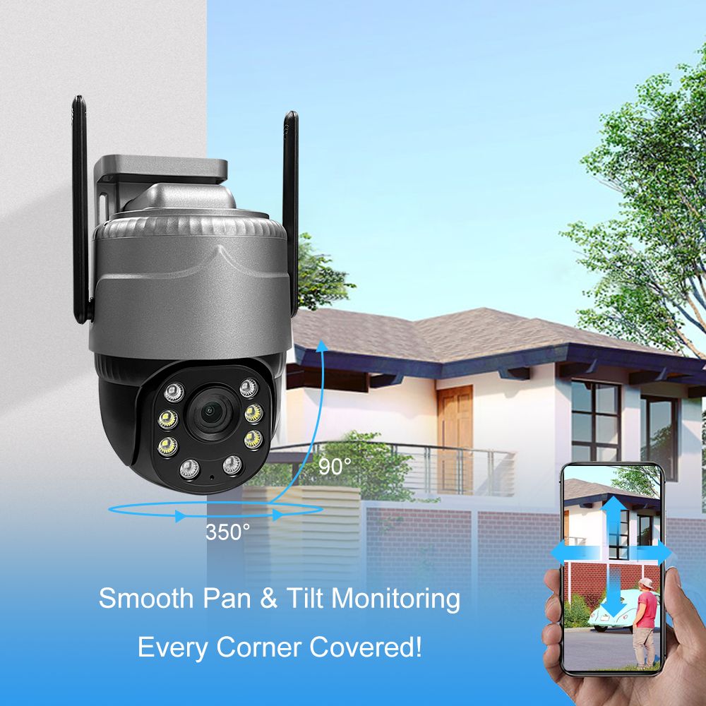 VRT-XC20-HD-4G Smart Security Cameras Wireless Outdoor, 3MP HD Outdoor Camera Wireless 2.5inch 4G-LTE 355 View Pan Tilt Security Cameras with Real-time Motion Detection, Siren, Two-Way Audio