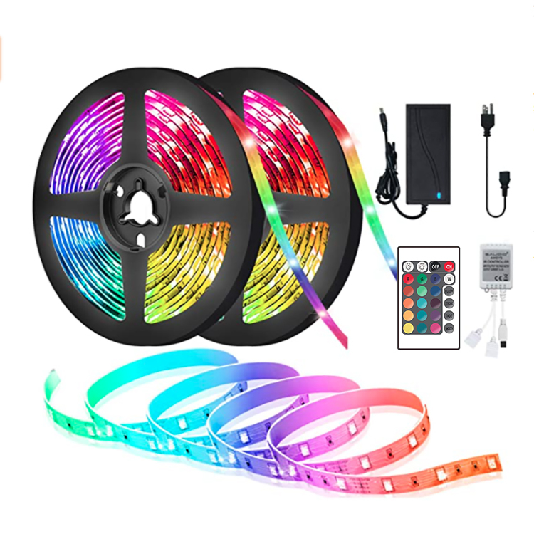 LED light strip 5050 DC12V 24-button RGB control color conversion Suitable for parties, parties, home layout, venue layout 33ft 1 setChristmas lights, 
