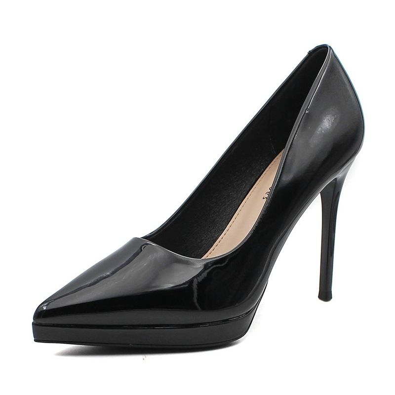 Heel Shoe Lady Heel Shoe Woman Lacquer Leather Sexy Women's Shoes Fashionable Pointed Toe Slim Heel High-Heeled Shoes Fairy Style Minimalist Single Shoe Women