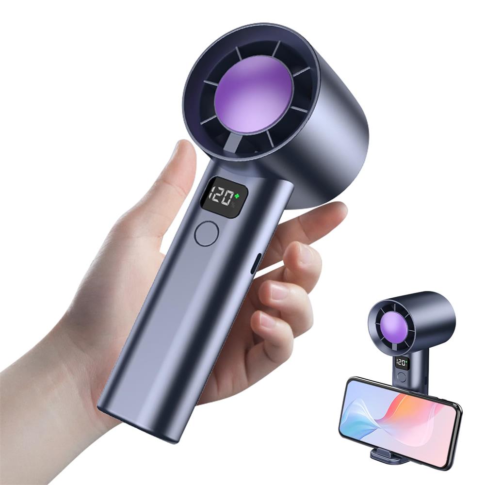 Hand Held Fan, Mini Turbo Fan, High Speed(1-120) Adjustable Portable Powerful Fans Handheld, 2025 New Rechargeable USB Personal Fans with LED Display for Travel/Camping/Indoor/Outdoor