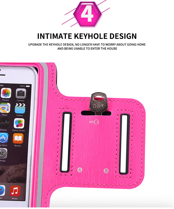 Water Resistant Large Cell Phone Armband Pouch Case with Adjustable Elastic Band & Key Slot for 6.35'' Phone