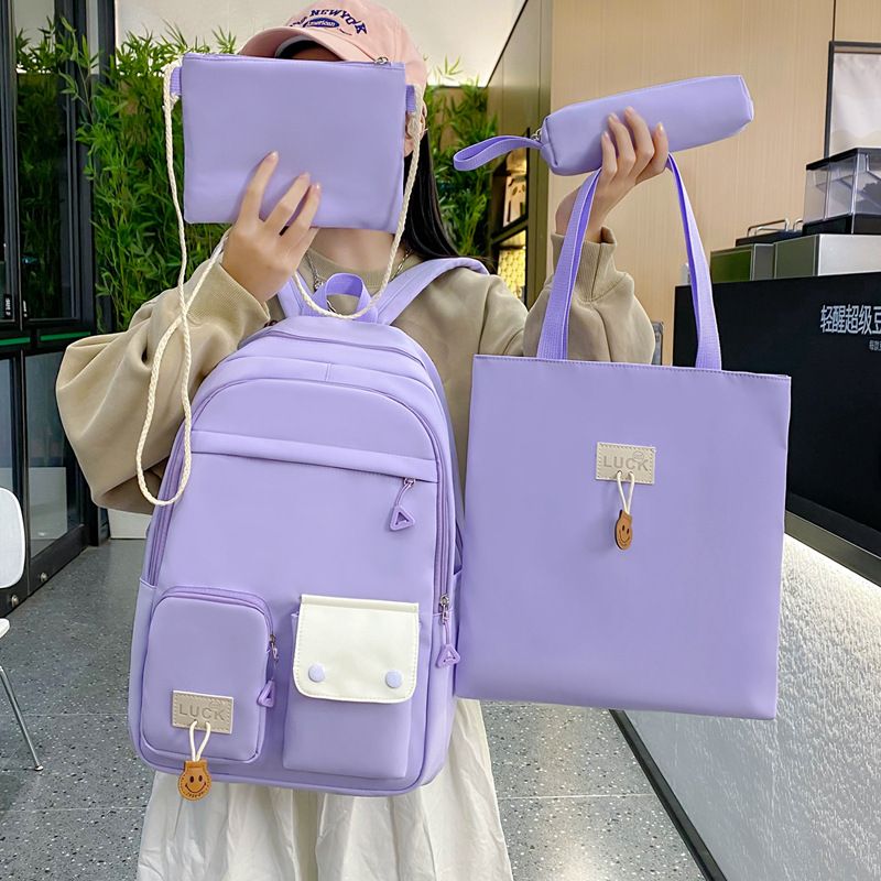 Junior and senior high school Harajuku backpacking backpack with large capacity backpack college style color four sets of solid color schoolbag SG5518
 