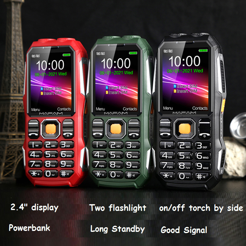 F26 big electric tyrant military industry three-proof senior mobile phone double flashlight function spare button machine student mobile phone