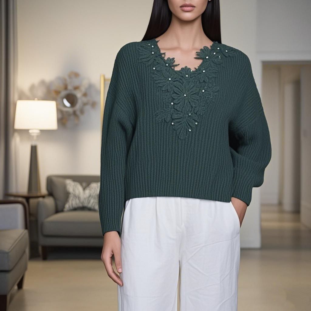 Wool knit Sweater Round Neck Women's Sweater