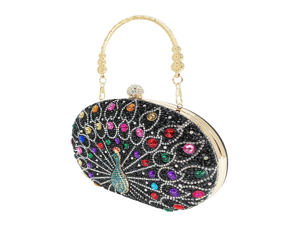 Rhinestone clutch bag ladies sparkling dinner bag luxury crystal round pearl clasp tote bag diamond tote
