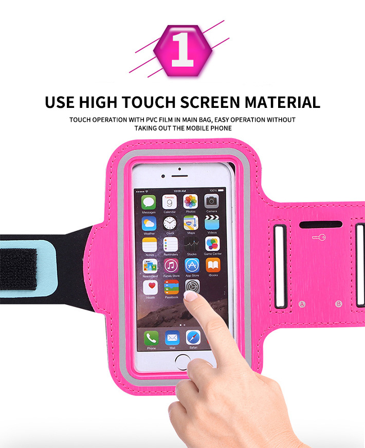 Water Resistant Large Cell Phone Armband Pouch Case with Adjustable Elastic Band & Key Slot for 6.35'' Phone