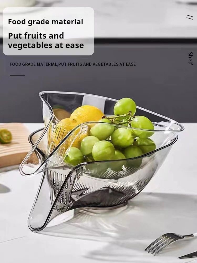 AUNONT Multifunctional draining basket household new kitchen dishes draining plastic storage fruit tray creative draining basket