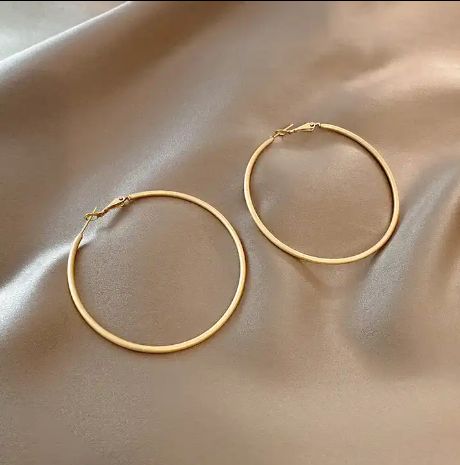  Sterling Silver Needle Big Geometric Round Circle Hoop Earrings Gold Plated Circle Hoop Earrings