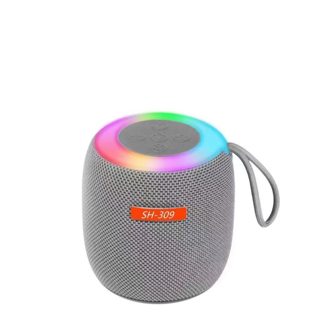 SH-309 mini wireless Bluetooth speaker Seven-color RGB nightlight outdoor portable fabric small subwoofer speakerGray