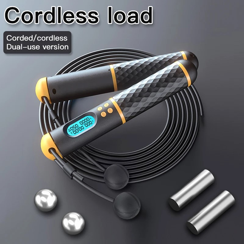 2 In 1 Multifun Speed Skipping Rope With Digital Counter Professional Ball Bearings And Non-slip Handles Jumps And Calorie Count