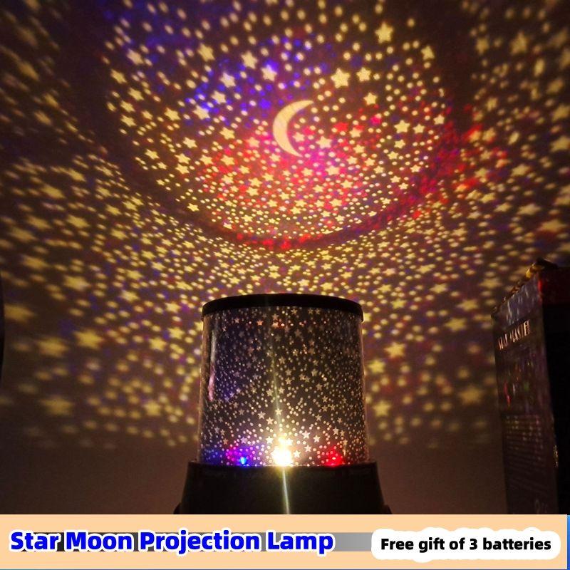 Star Moon Projection Lamp Starry Sky Light, Projection Night Light, Colorful Luminous Atmosphere Light, Bedroom Night Light, USB Light, Creative Gifts CRRSHOP lighting atmosphere lamp 