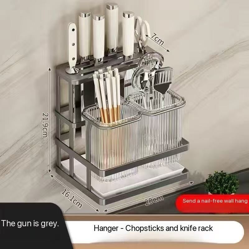 Chopstick tube wall-mounted kitchen shelf without punching holes