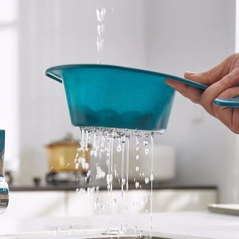 AUNONT Sink swan drain blue seamless creative multifunctional dry and wet separation plastic vegetable washing pool filter basket drain rack