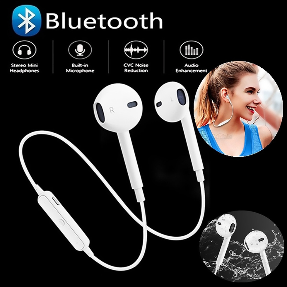 S6 Wireless Bluetooth Headset Sports Headphones 3D Stereo Built-In Microphone earphone