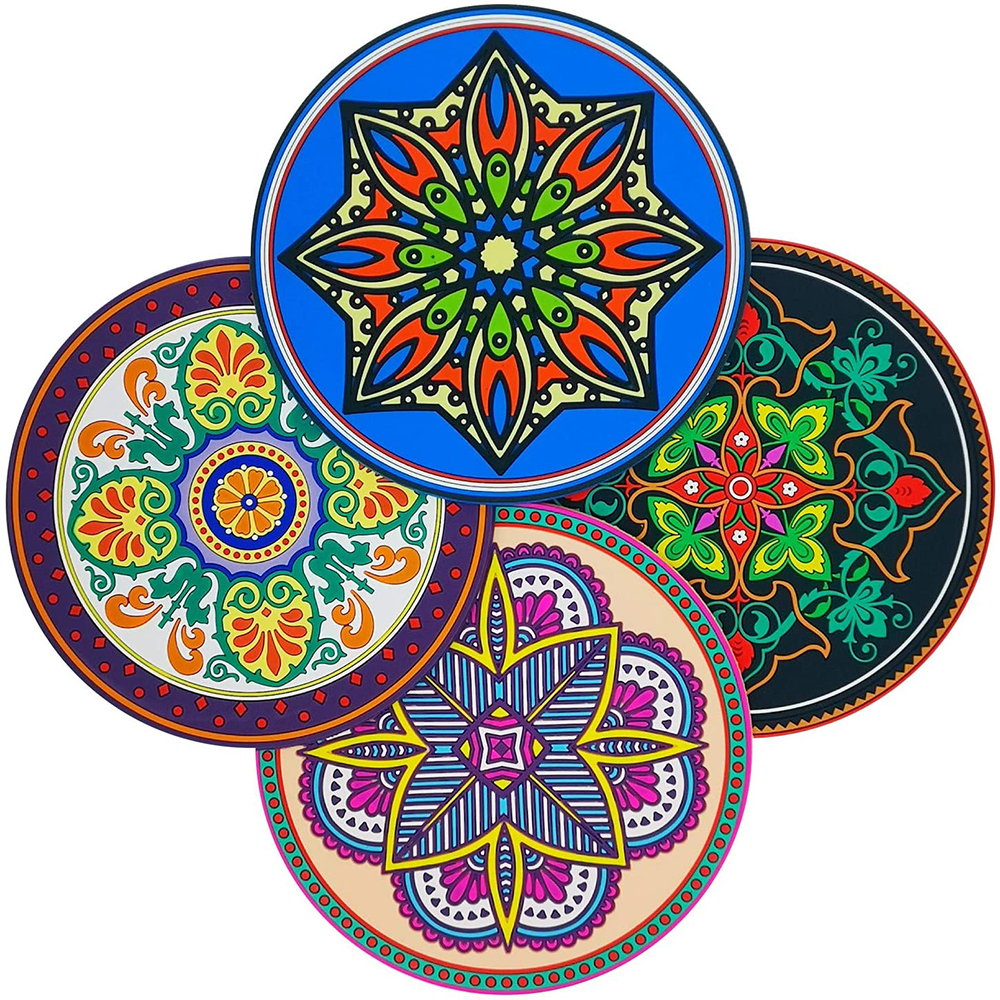 Silicone Trivet Mat(6.5" x 6.5") 4 Piece set, Kitchen Trivets for Hot Pots and Pans, Anti-skid & Heat Insulation, Hot Pads, Potholders, Pot holders, Drying Mat