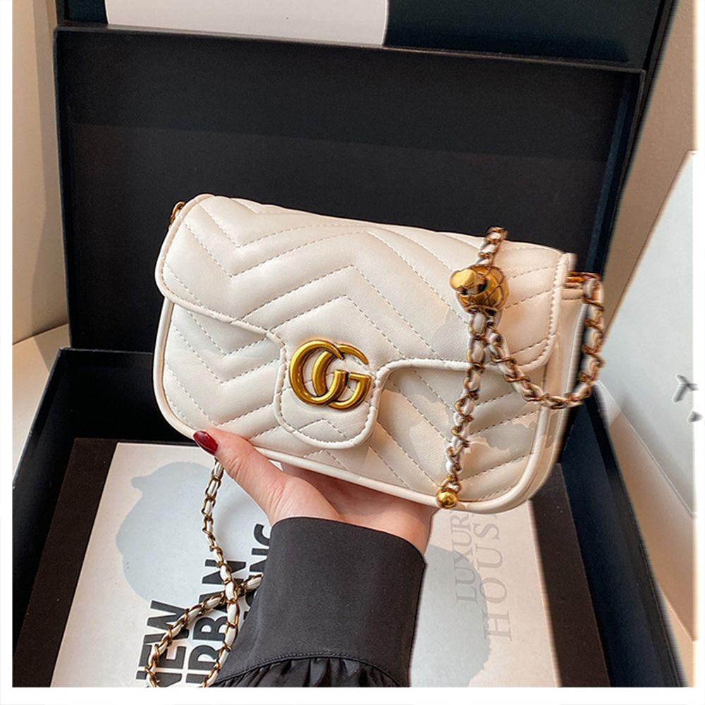 2025 new high-end texture PU chain bag, casual, fashionable, luxurious design, versatile, portable crossbody single shoulder women's bag