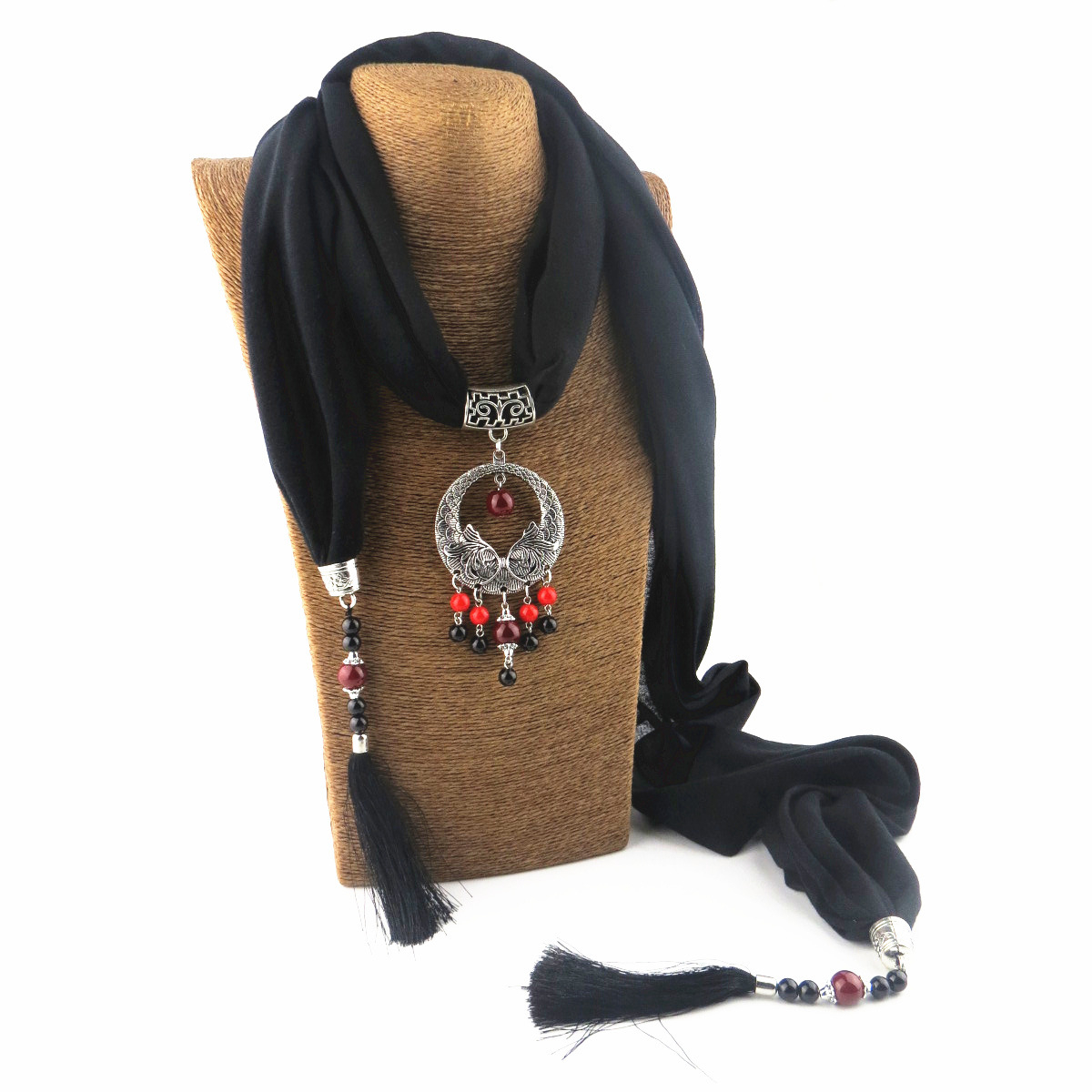 tassel pendant women's scarf mixed girls shawl neck jewelry necklace ethnic style scarf