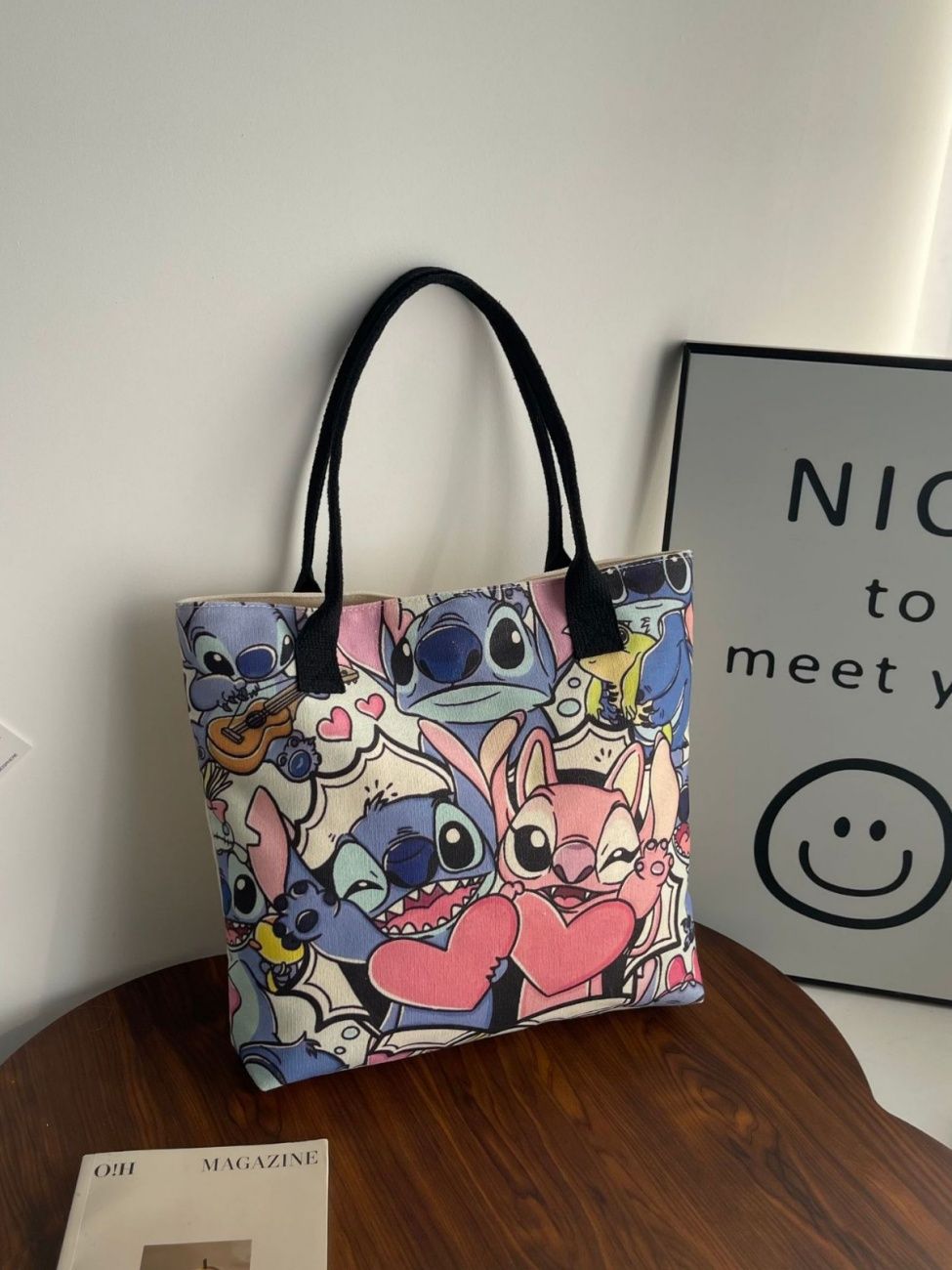 MISS DG Stitch bag shoulder bag large capacity tote bag cartoon cartoon Stitch cute ladies travel bag