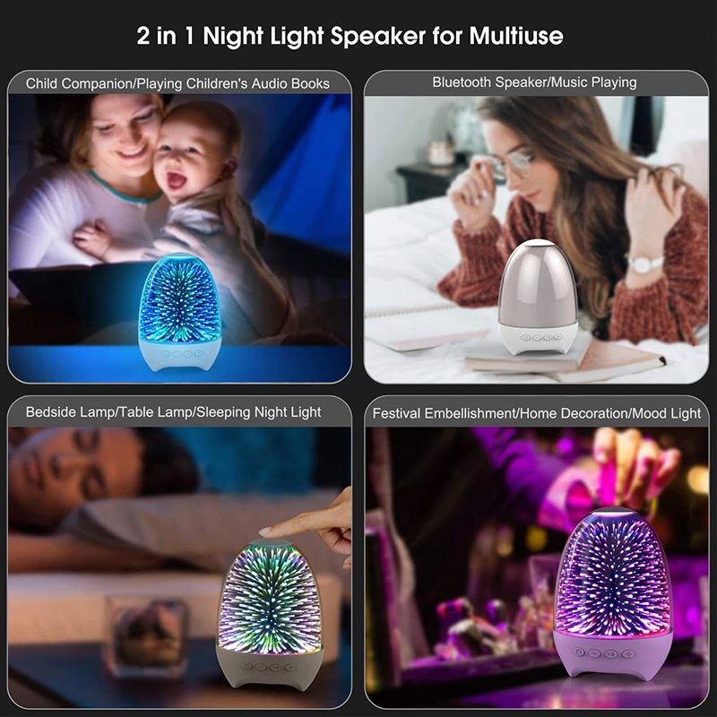 LAGPOUSI Night Light Bluetooth Speaker, 3D Glass Touch Control Bedside Table Lamp 7-Color LED Portable Wireless Speakers, Kids Night Light with Bluetooth Speaker, 3 Brightness Levels, Color Changing RGB, Adjustable Bedside Lamps with Touch Control for BedroomRechargeable Table Lamp, Best Gift for Adult, Teens, Kids, Boys and Girls