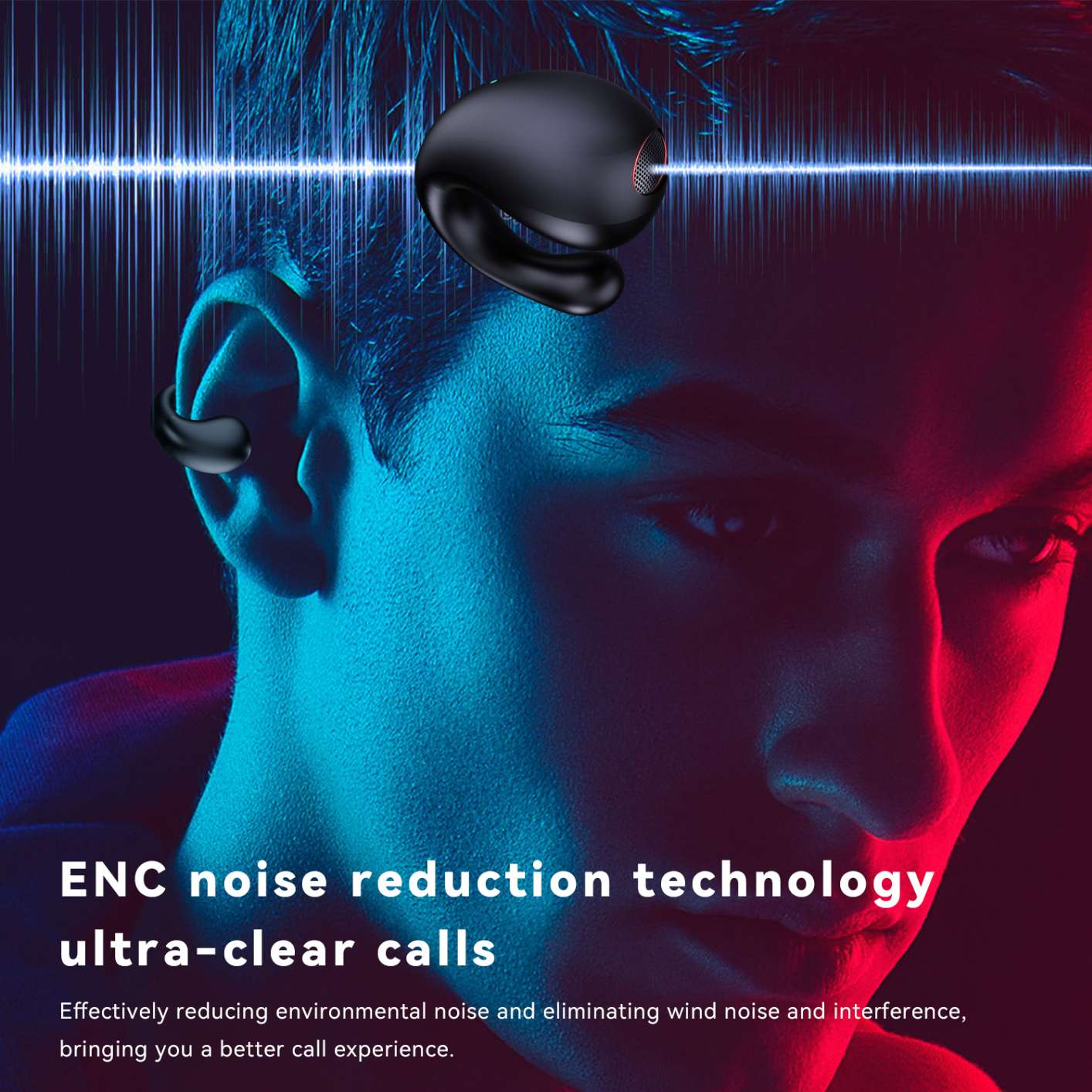 YYK-Q92 Wireless Ear Clip Bone Conduction Headphones Waterproof Bluetooth Open Ear Earbuds Cycling Earpiece Noise Canceling Headset Sports Bluetooth 5.0 Earphones Headset for Driving